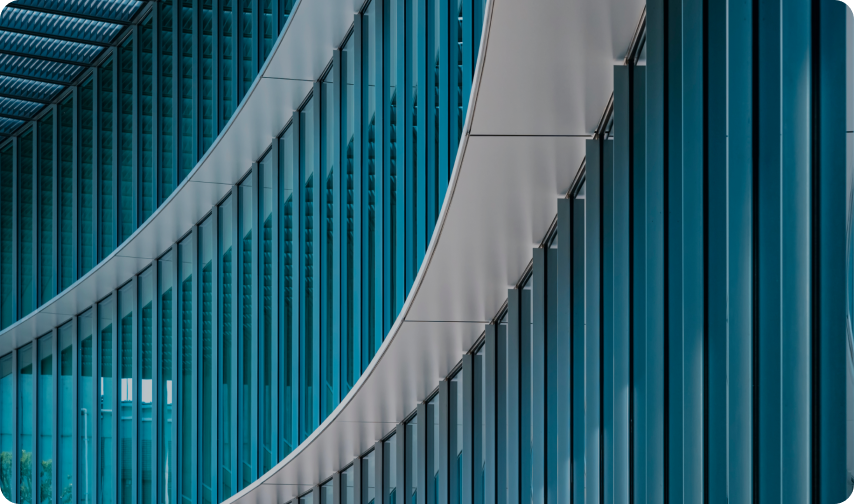 Close-up of office building exterior with modern architecture